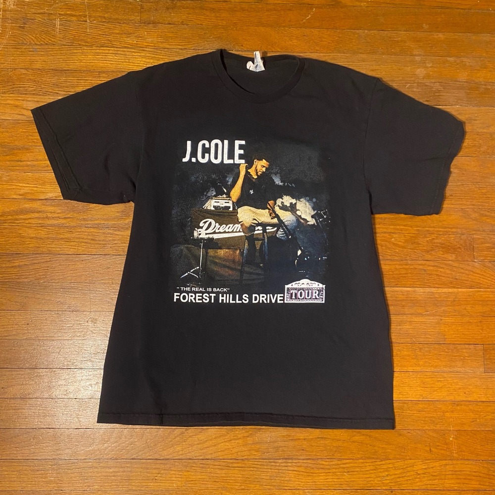 J. Cole 2015 Forest‎ Hills Drive Tour T-Shirt Mens Large Black Big Sean YG